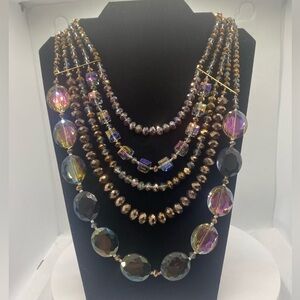 Hand‎ Crafted Multi-Layer Smokey Purple Glass Bead Necklace